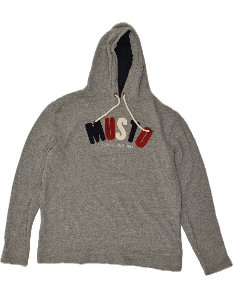 MUSTO Mens Graphic Hoodie Jumper Large Grey Cotton | Vintage Musto | Thrift | Second-Hand Musto | Used Clothing | Messina Hembry 