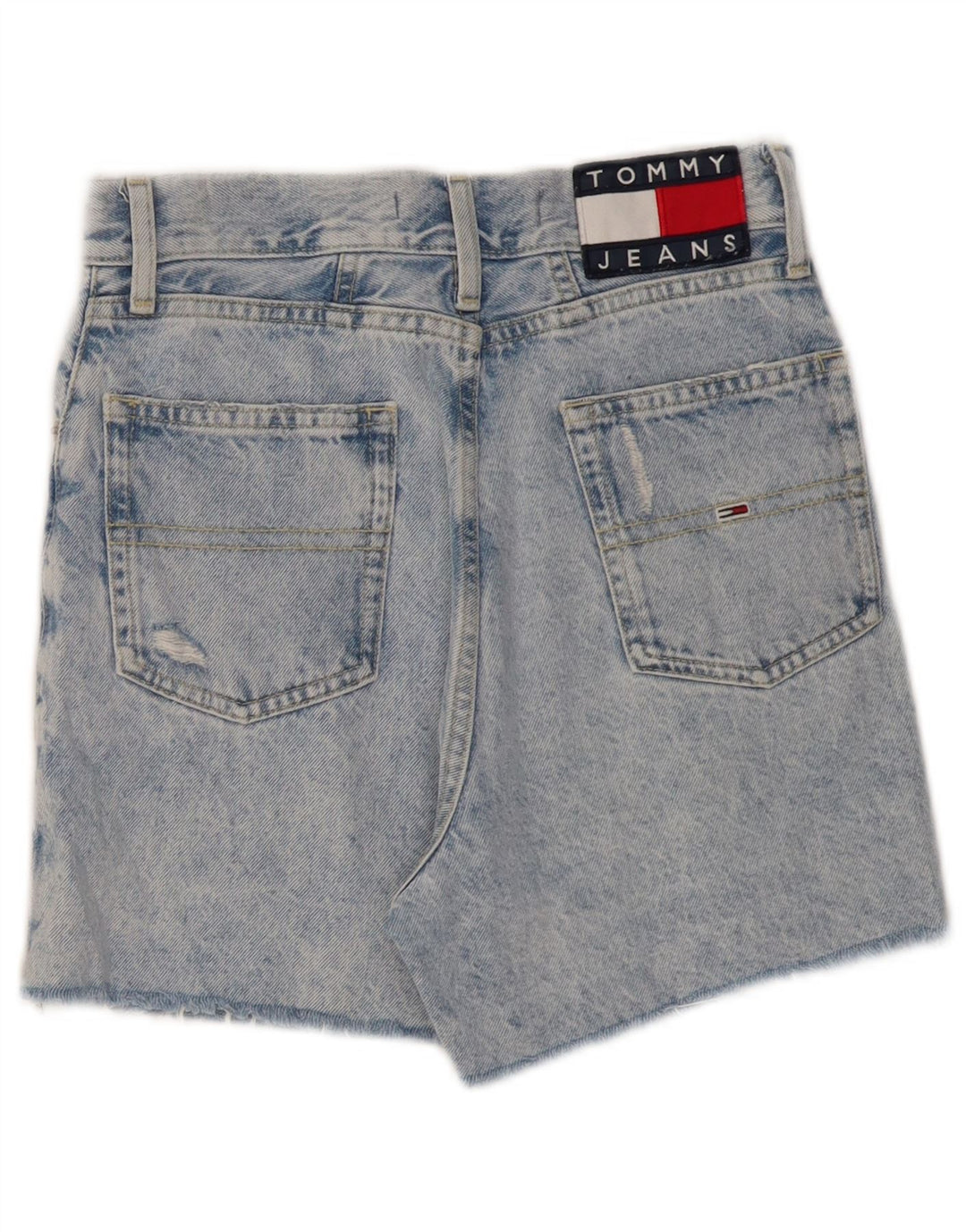 TOMMY HILFIGER Womens Mom Distressed High Waist Denim Shorts W24 XS Blue