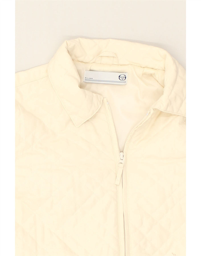 SERGIO TACCHINI Womens Quilted Jacket UK 16 Large Beige | Vintage Sergio Tacchini | Thrift | Second-Hand Sergio Tacchini | Used Clothing | Messina Hembry 