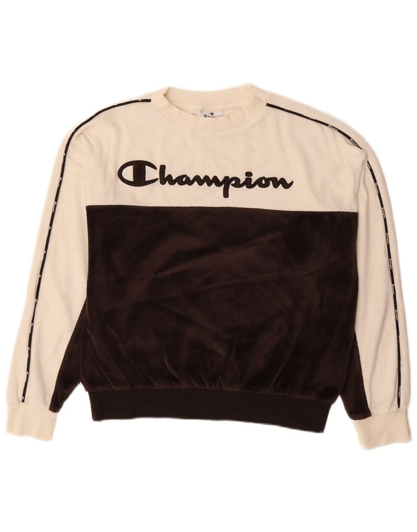 Champion Womens Oversized Graphic Sweatshirt Jumper UK 10 Small Black
