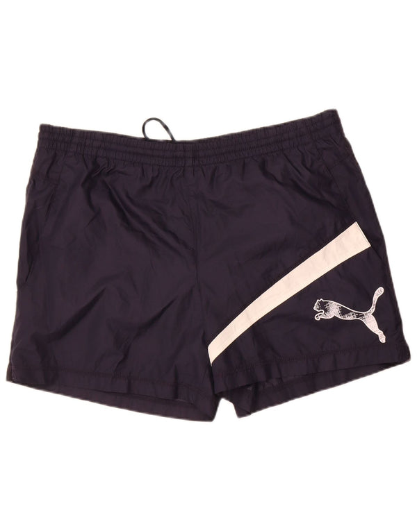Puma Mens Graphic Swimming Shorts Large Navy Blue Colourblock Polyester
