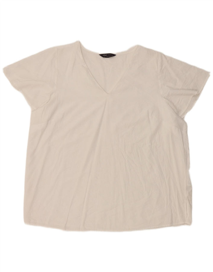 Marks & Spencer Womens Blouse Top UK 20 2XL White Viscose