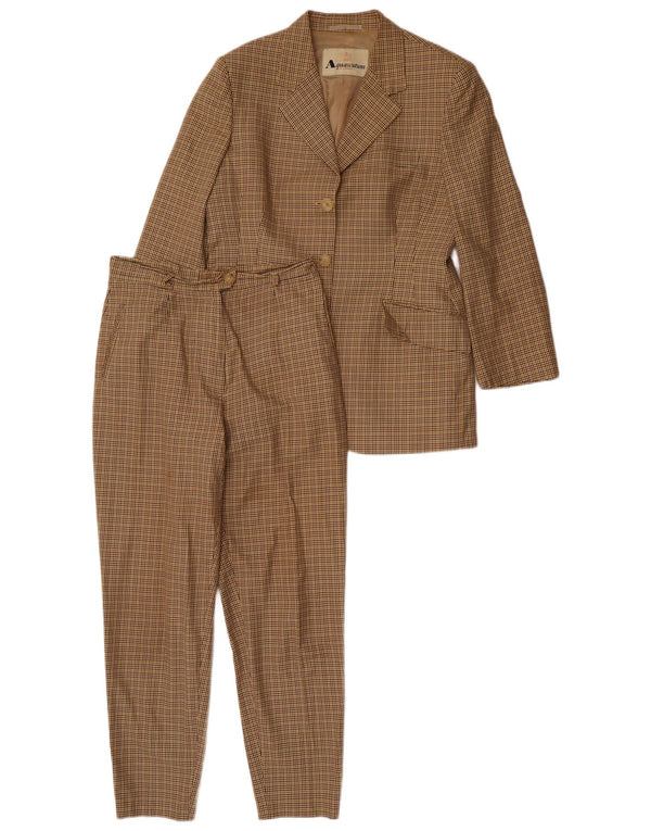 Aquascutum Womens 3 Button 2 Piece Suit IT 46 Large W32 L28 Beige Check