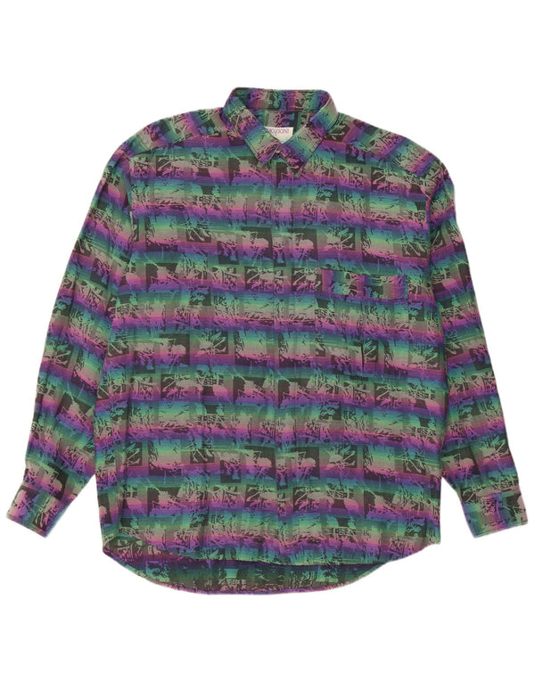 EMOZIONI Mens Abstract Pattern Shirt Large Multicoloured Cotton