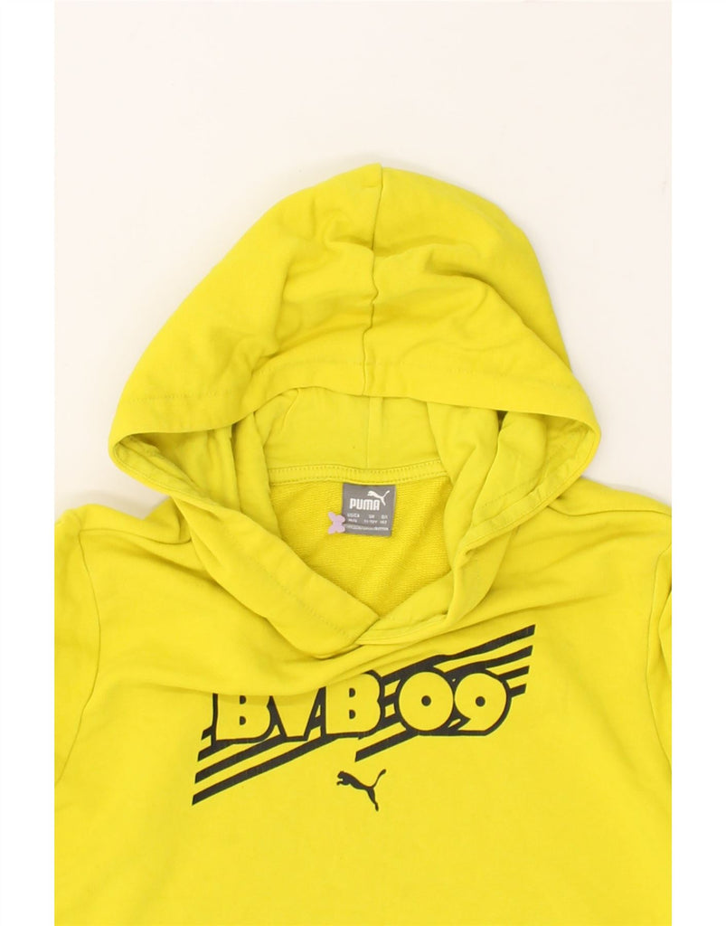 PUMA Boys Graphic Hoodie Jumper 11-12 Years Yellow Cotton | Vintage Puma | Thrift | Second-Hand Puma | Used Clothing | Messina Hembry 