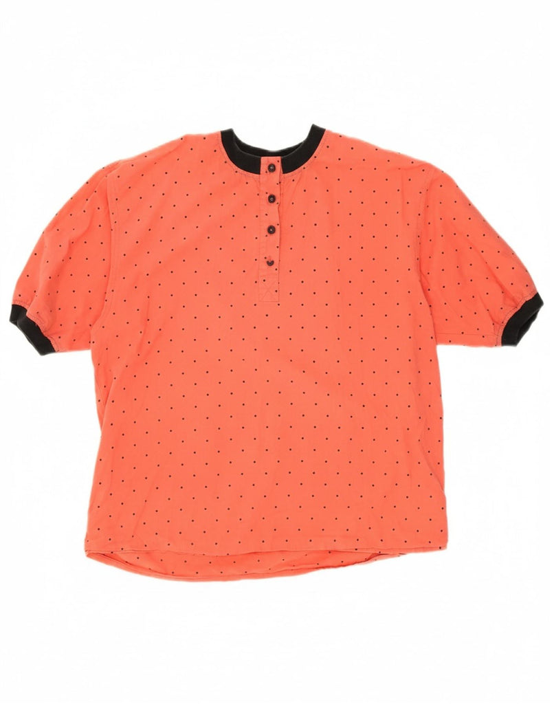 VINTAGE Womens Blouse Top UK 16 Large Orange Spotted Cotton Vintage Vintage and Second-Hand Vintage from Messina Hembry 