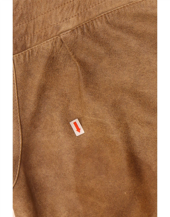 VINTAGE Mens Leather Jacket EU 54 2XL Beige Leather