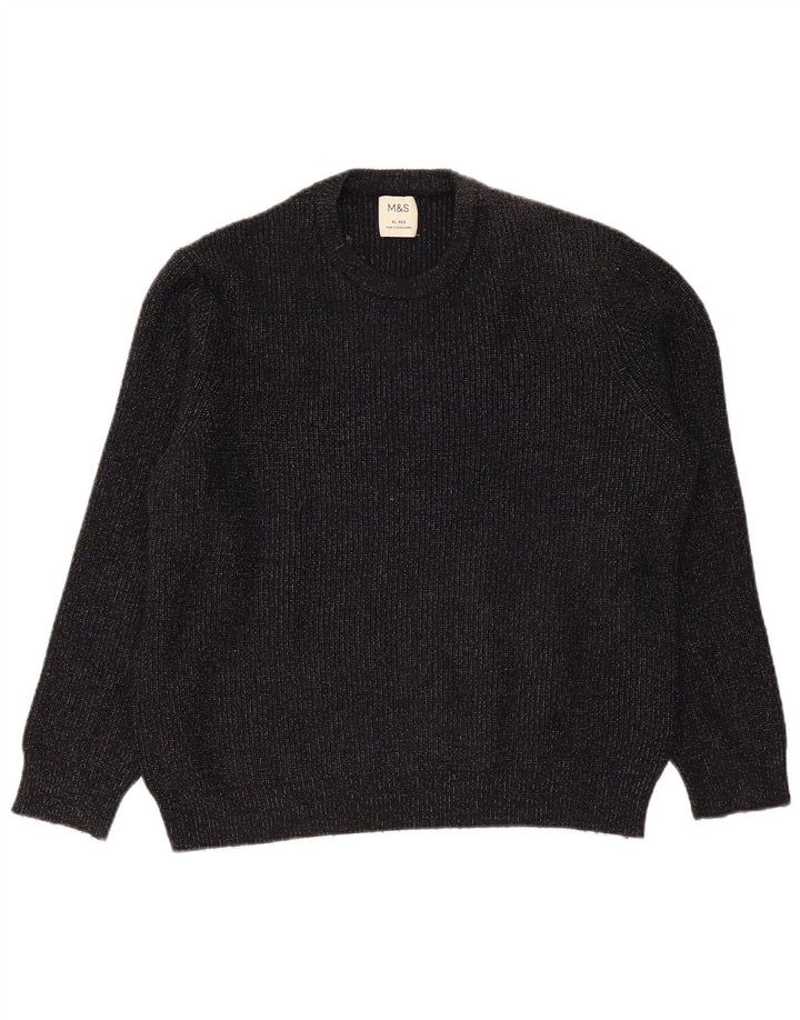 Marks & Spencer Mens Crew Neck Jumper Sweater XL Navy Blue Flecked