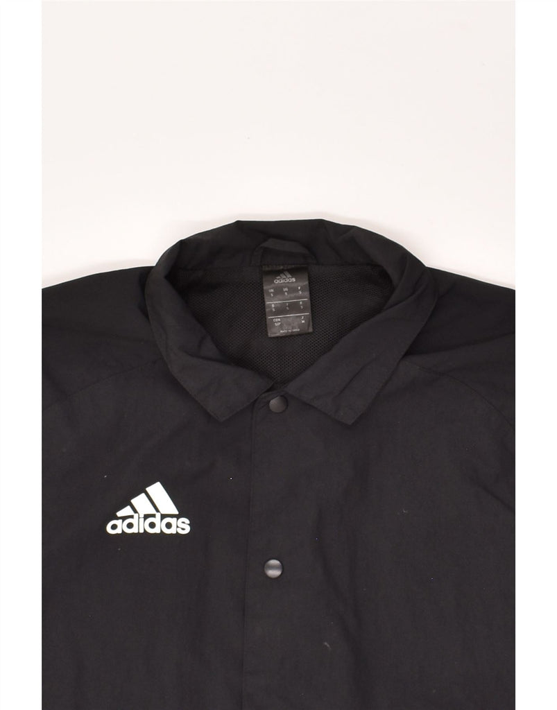 ADIDAS Mens Graphic Bomber Jacket UK 36 Small Black Polyester | Vintage Adidas | Thrift | Second-Hand Adidas | Used Clothing | Messina Hembry 