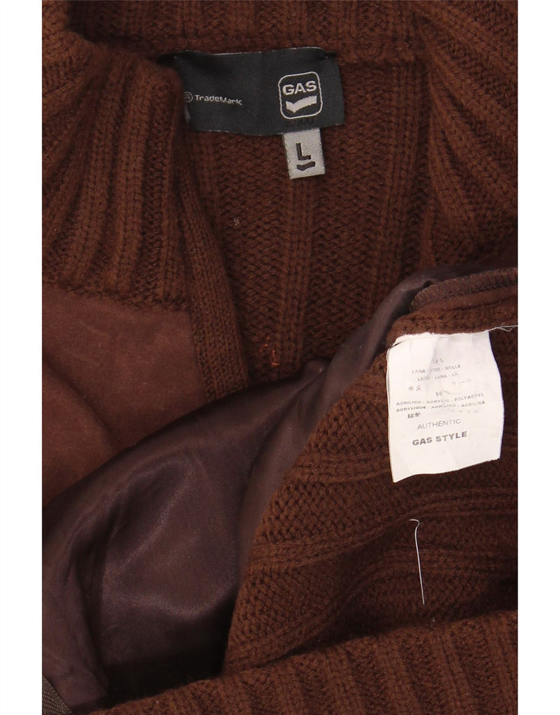 GAS Mens Cardigan Sweater Large Brown Wool Vintage Gas and Second-Hand Gas from Messina Hembry 