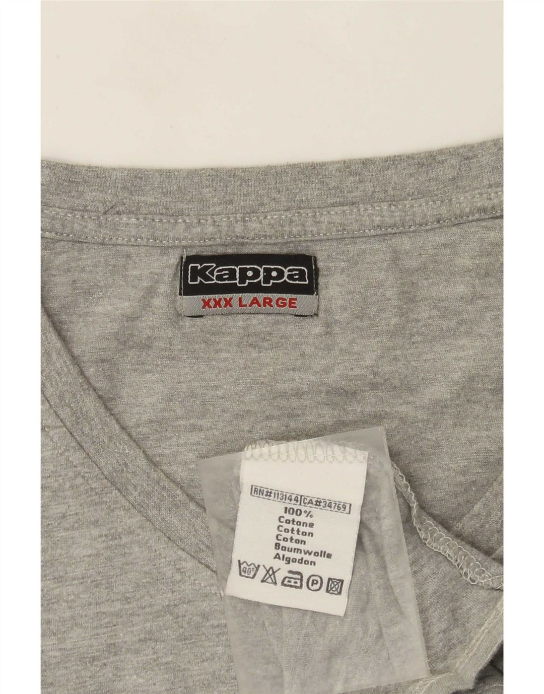 Kappa Mens T-Shirt Top 3XL Grey Cotton