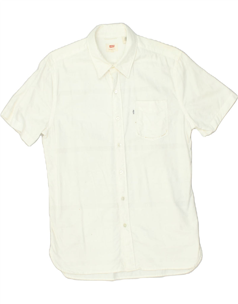 LEVI'S Mens Short Sleeve Shirt Small Off White Cotton | Vintage Levi's | Thrift | Second-Hand Levi's | Used Clothing | Messina Hembry 