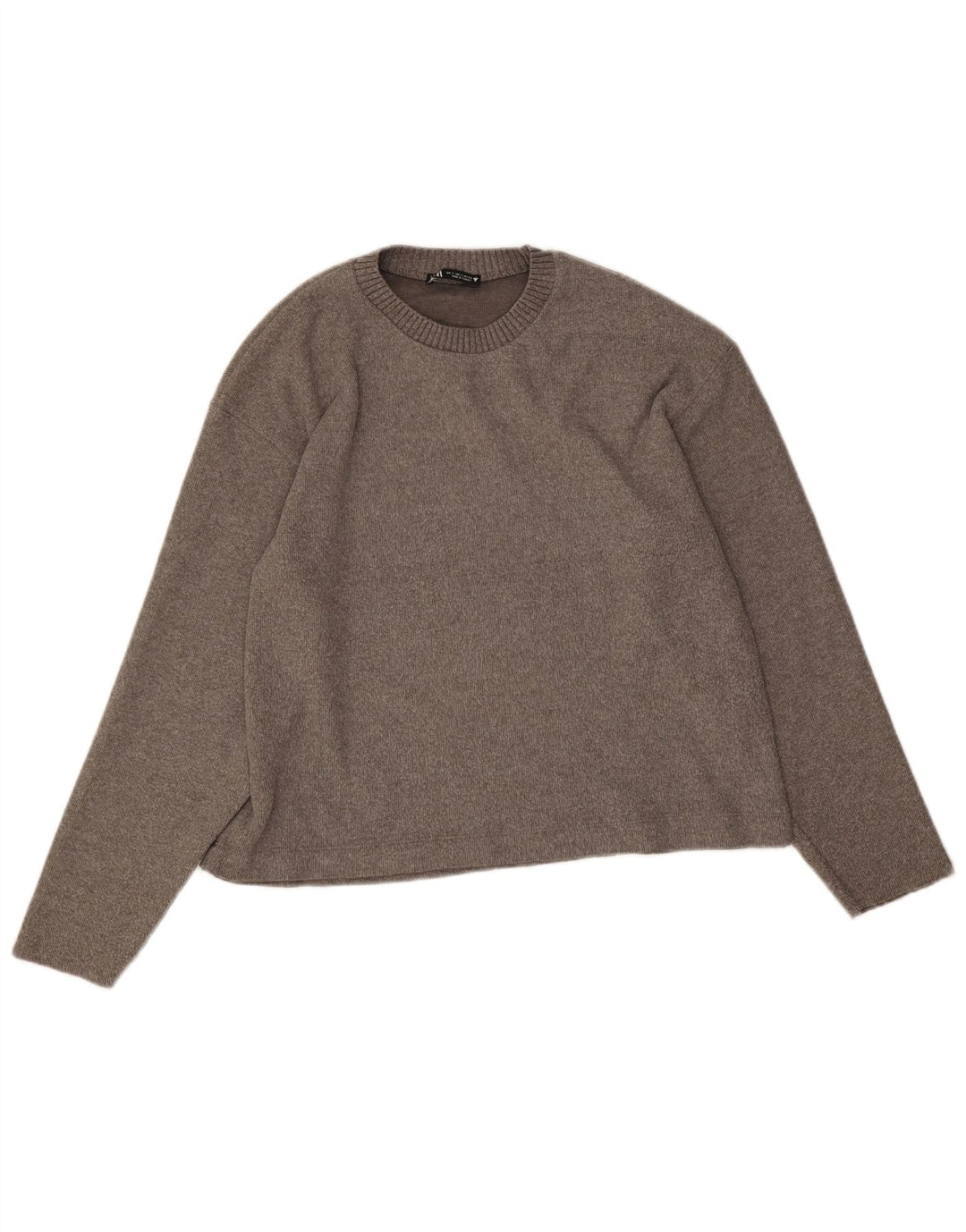 Zara Womens Oversized Crew Neck Jumper Sweater UK 10 Small Grey Polyester