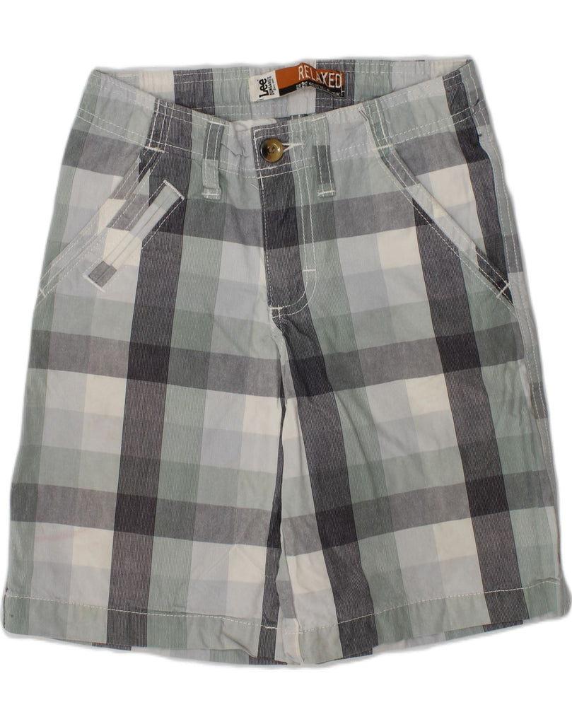 LEE Boys Relaxed Fit Chino Shorts 7-8 Years W24  Grey Check Cotton | Vintage Lee | Thrift | Second-Hand Lee | Used Clothing | Messina Hembry 