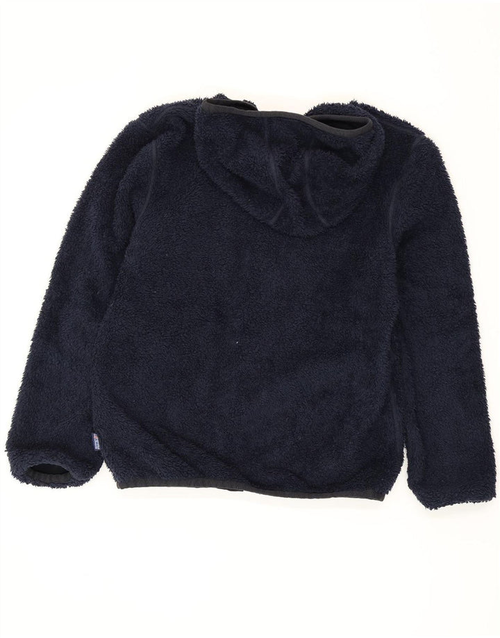 K-Way Mens Hooded Reversible Fleece Jacket UK 40 Large Navy Blue Polyester
