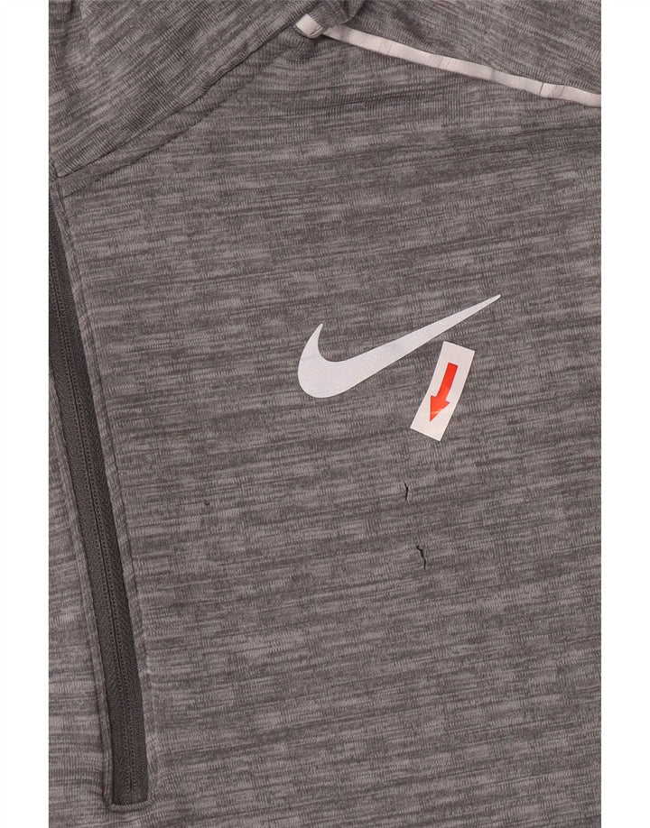 Nike Mens Running Zip Neck Pullover Tracksuit Top Large Grey Polyester