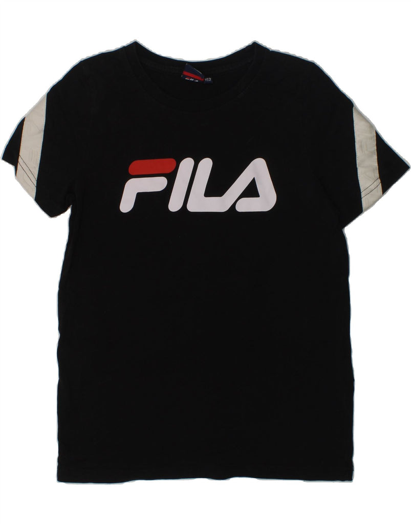 FILA Boys Graphic T-Shirt Top 11-12 Years Black Cotton | Vintage Fila | Thrift | Second-Hand Fila | Used Clothing | Messina Hembry 