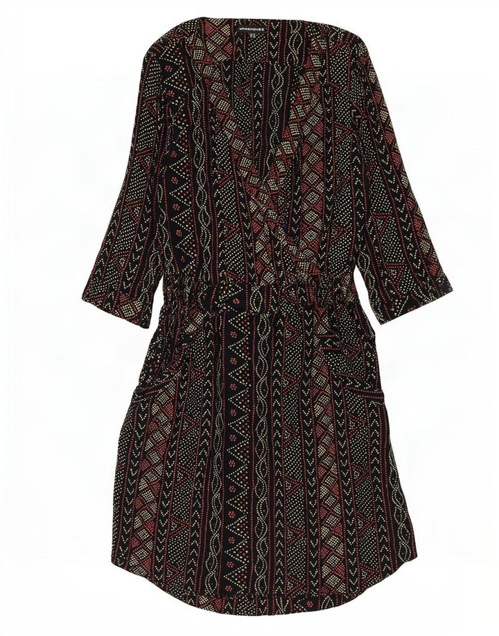 Warehouse Womens 3/4 Sleeve Empire Dress UK 12 Medium Black Geometric
