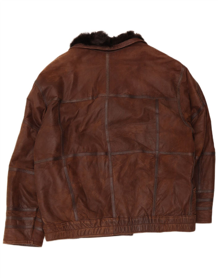 Vintage Mens Shearling Jacket UK 40 Large Brown Patchwork