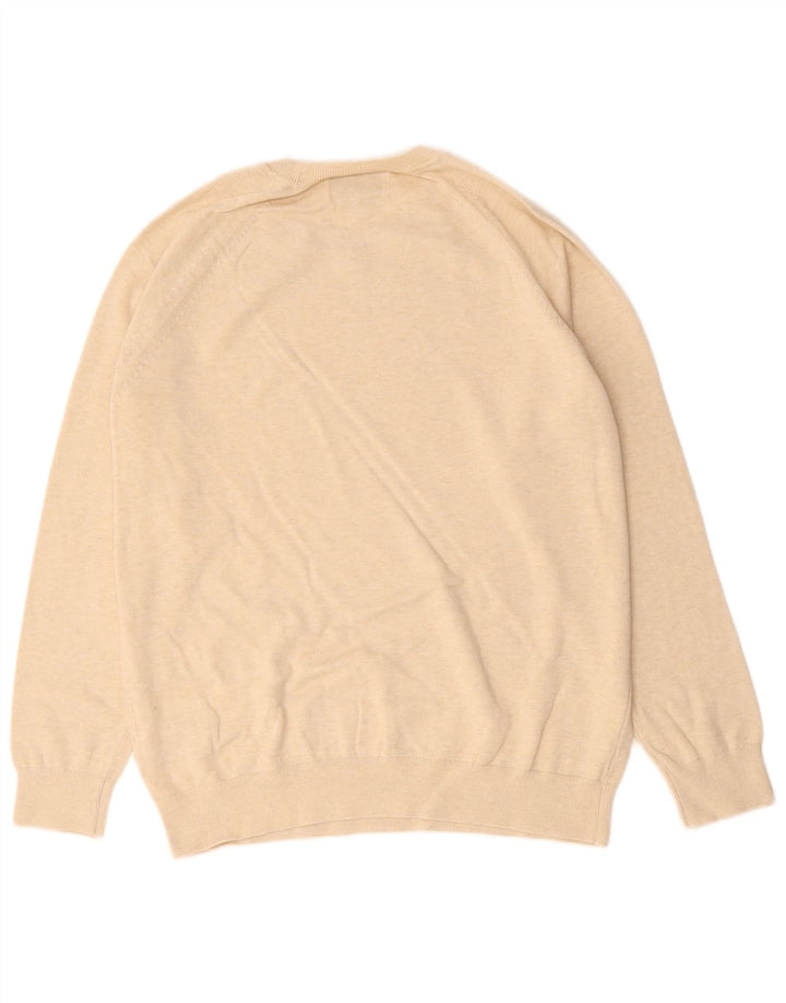 Marks & Spencer Mens Crew Neck Jumper Sweater Large Beige Cotton