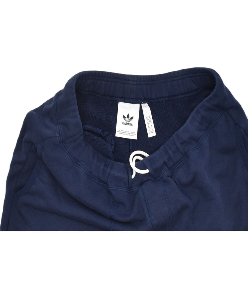 ADIDAS Womens Tracksuit Trousers Joggers UK 14 Medium Navy Blue Cotton | Vintage | Thrift | Second-Hand | Used Clothing | Messina Hembry 
