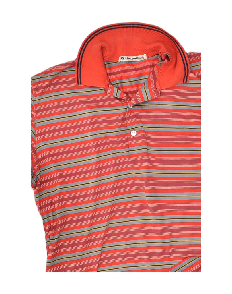 VINTAGE Mens Polo Shirt Small Red Striped Cotton | Vintage Vintage | Thrift | Second-Hand Vintage | Used Clothing | Messina Hembry 