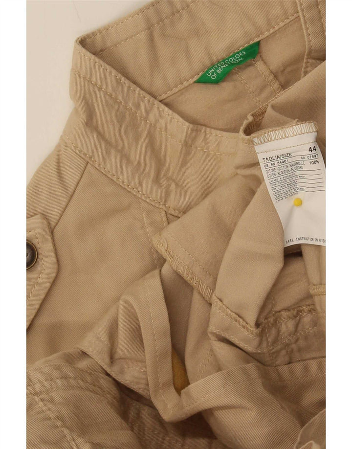 Benetton Womens Military Jacket IT 44 Medium Beige Cotton