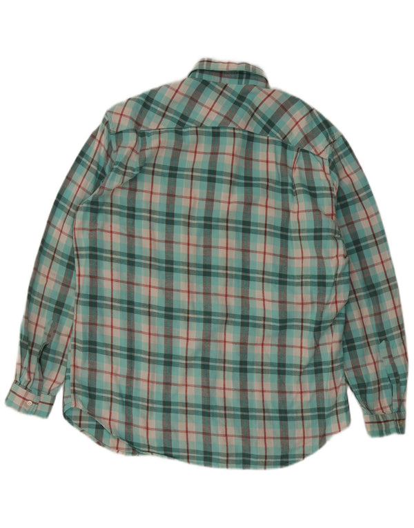Think Pink Mens Flannel Shirt Size 39 15 1/2 Medium Turquoise Check