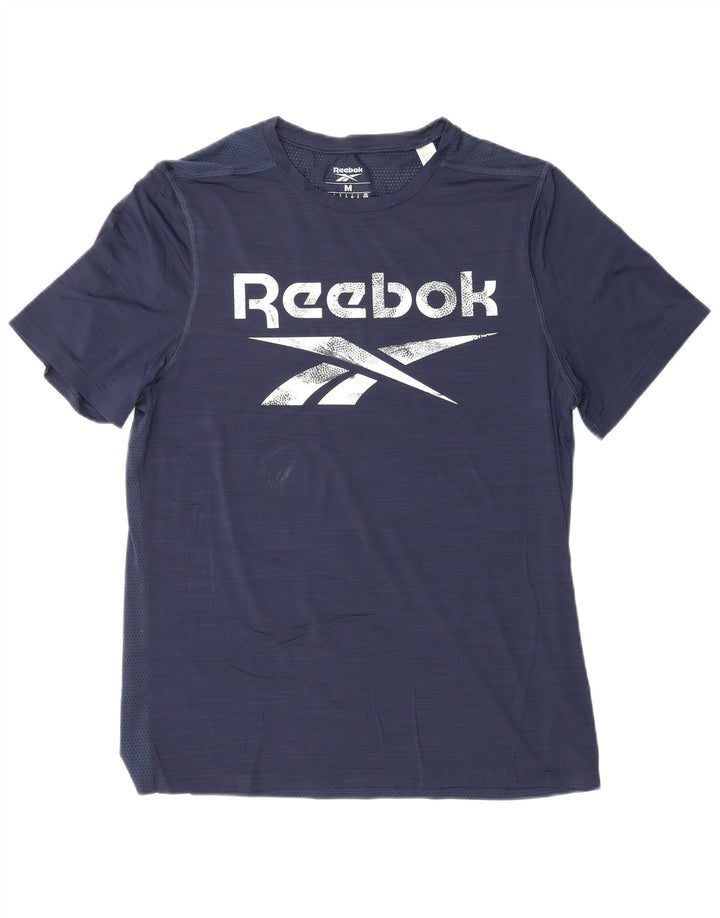 REEBOK Mens Graphic T-Shirt Top Medium Navy Blue