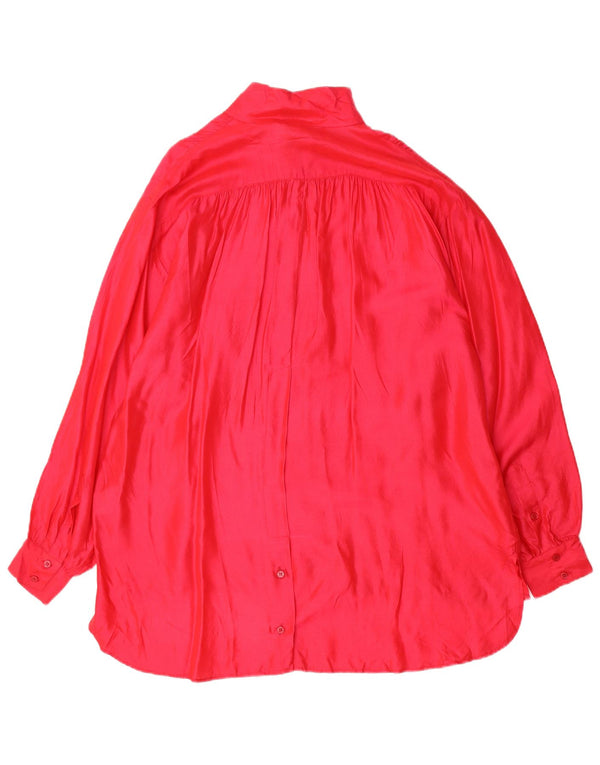 Vintage Womens Oversized Shirt Dress EU 44 XL Pink Silk