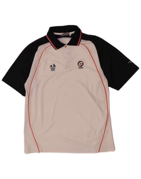 Lotto Mens Polo Shirt Large White Colourblock Polyester