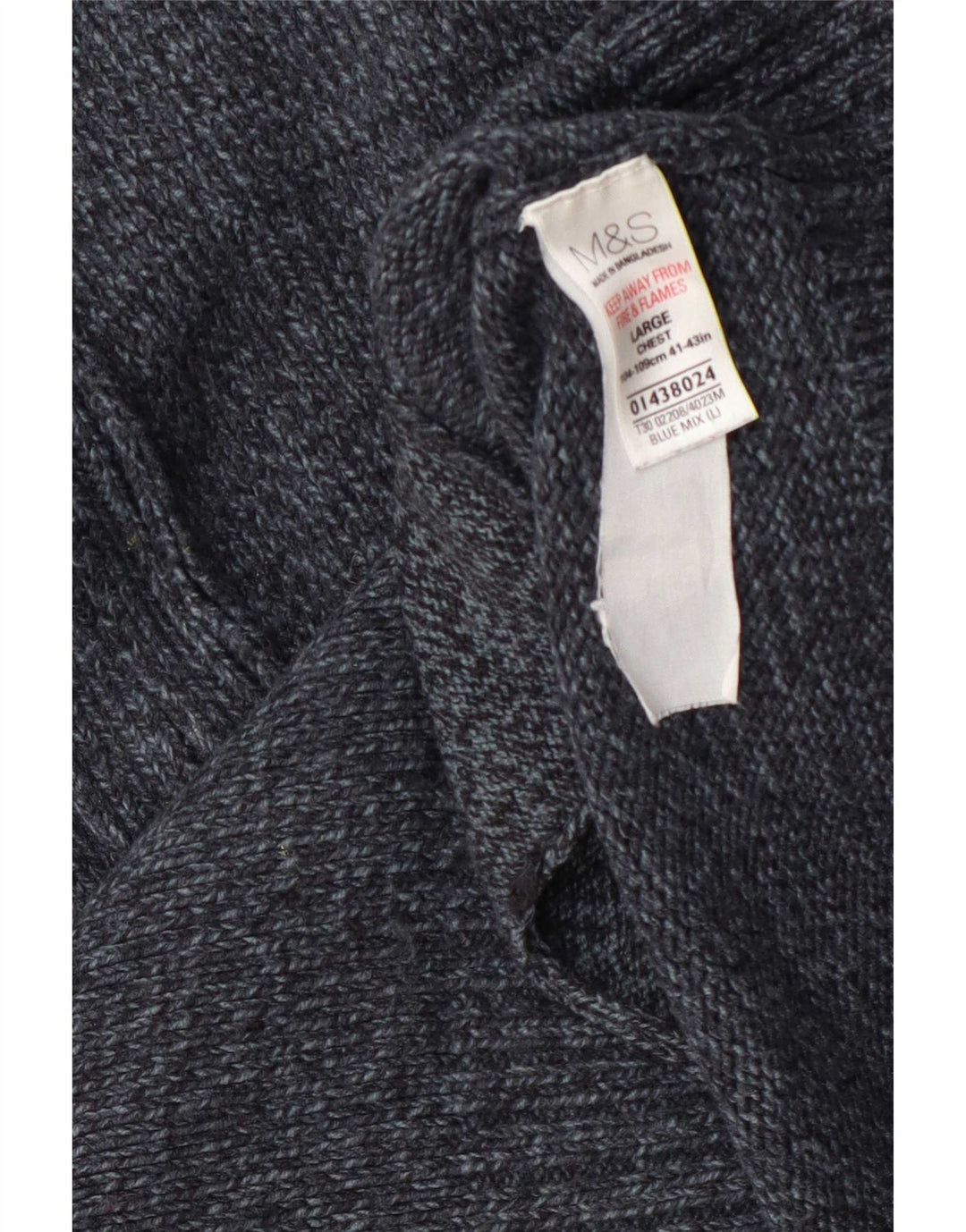 Marks & Spencer Mens Full Zip Cardigan Sweater Large Grey Flecked Acrylic