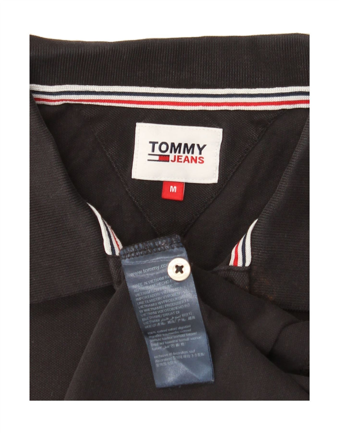 TOMMY HILFIGER Mens Polo Shirt Medium Black Cotton Vintage Tommy Hilfiger and Second-Hand Tommy Hilfiger from Messina Hembry 