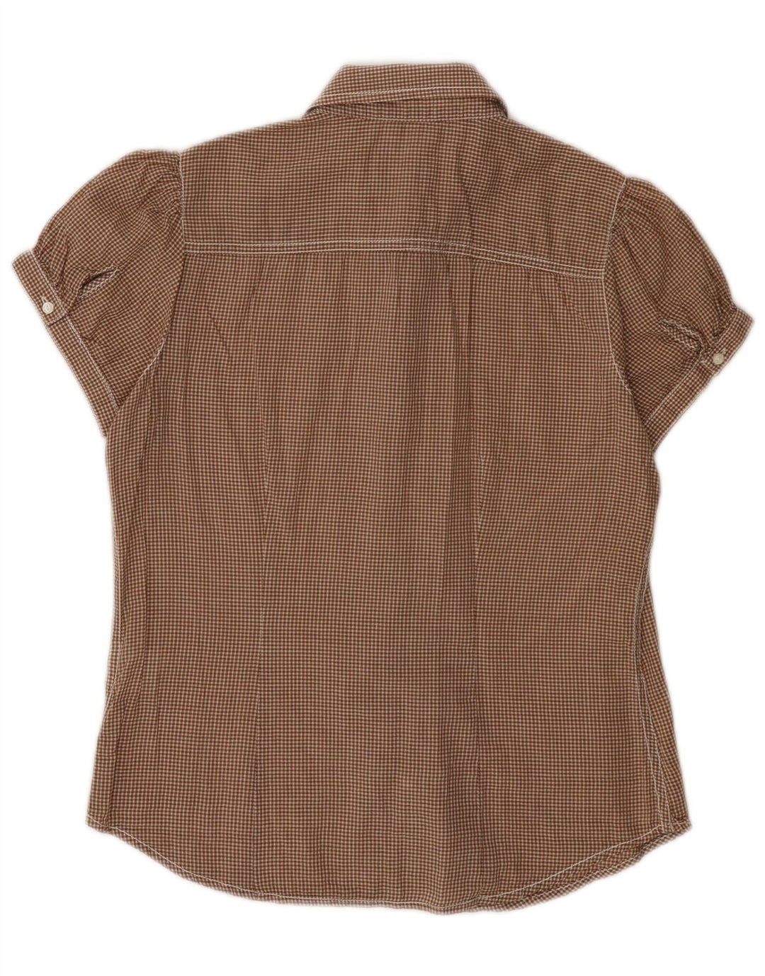 POLO RALPH LAUREN Womens Short Sleeve Shirt Blouse UK 12 Medium Brown