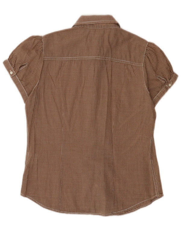 POLO RALPH LAUREN Womens Short Sleeve Shirt Blouse UK 12 Medium Brown