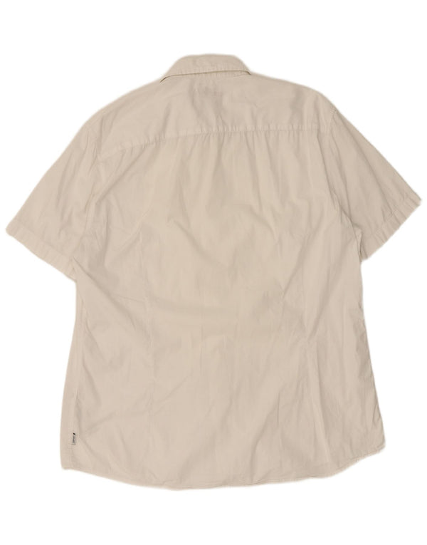 Esprit Mens Short Sleeve Slim Shirt Large White Cotton