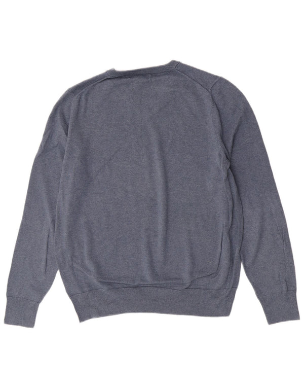 Marks & Spencer Mens V-Neck Jumper Sweater Large Blue Cotton