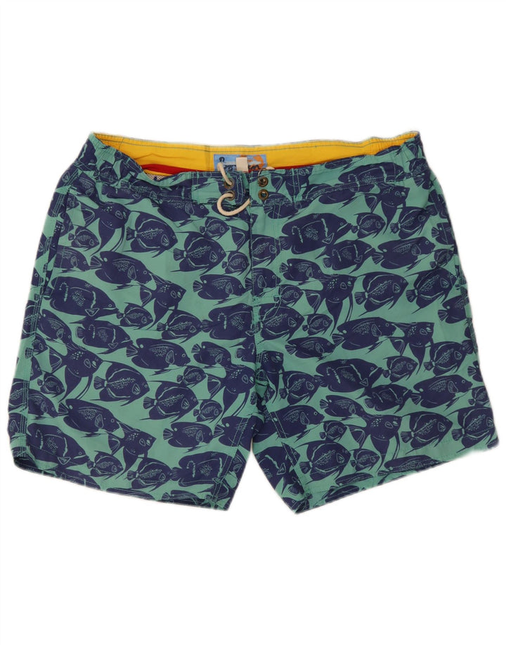 Boden Mens Graphic Swimming Shorts Large Blue