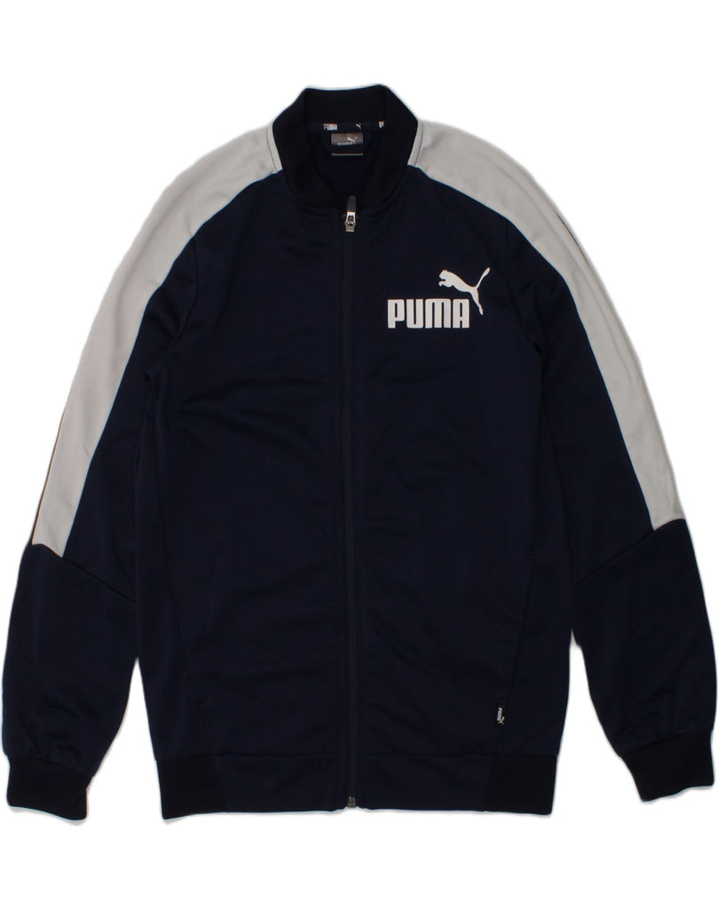 PUMA Boys Tracksuit Top Jacket 11-12 Years Navy Blue Polyester | Vintage Puma | Thrift | Second-Hand Puma | Used Clothing | Messina Hembry 