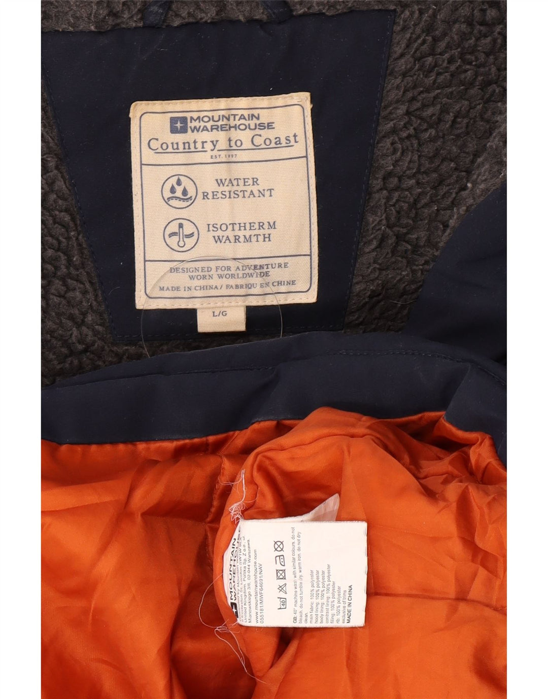 Mountain Warehouse Mens Hooded Padded Jacket UK 40 Large Navy Blue
