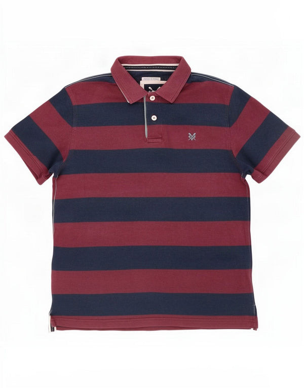 Crew Clothing Mens Polo Shirt Medium Navy Blue Striped Cotton