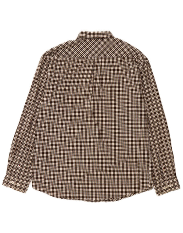 Tommy Hilfiger Boys Flannel Shirt 13-14 Years Large Brown Check Cotton