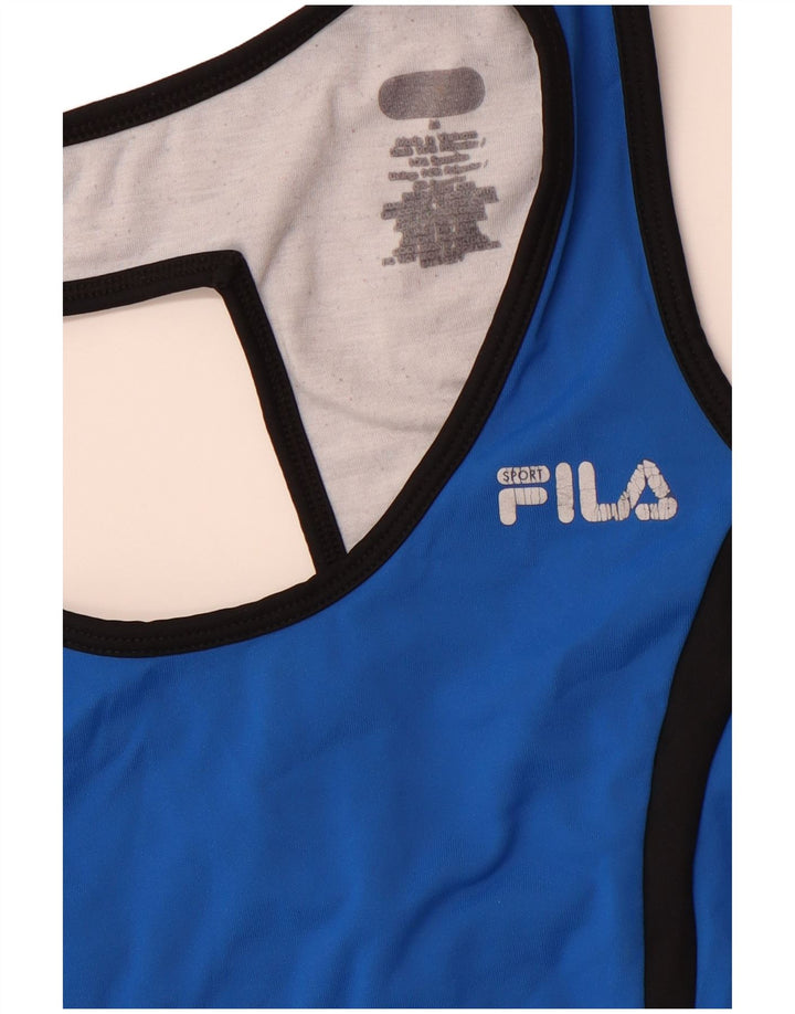 FILA Womens Vest Top UK 12 Medium Blue Colourblock Polyester Sports