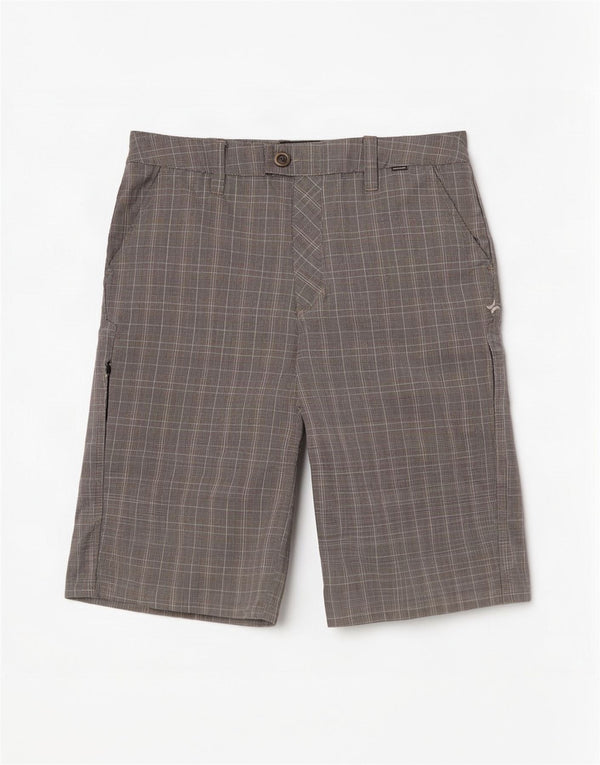Hurley Mens Cargo Shorts Medium W30 Grey Check Polyester