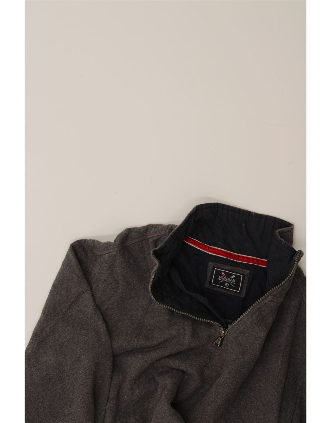 CREW CLOTHING Mens Zip Neck Sweatshirt Jumper Small Grey Cotton Vintage Crew Clothing and Second-Hand Crew Clothing from Messina Hembry 