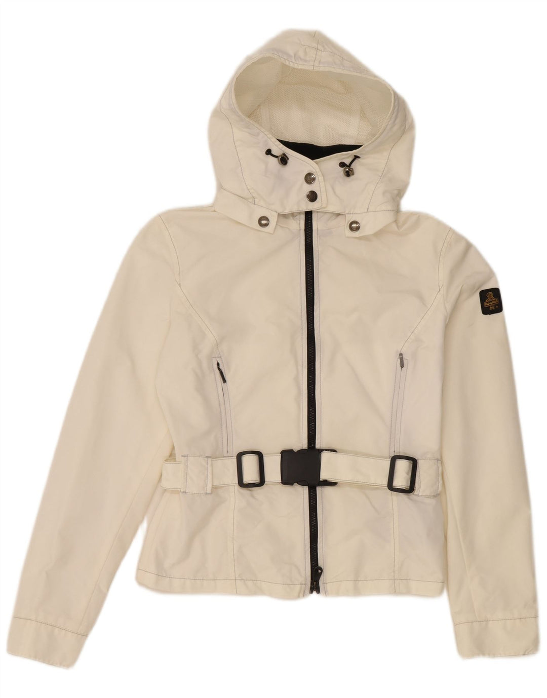 Refrigiwear Womens Crop Hooded Rain Jacket UK 12 Medium White Polyamide
