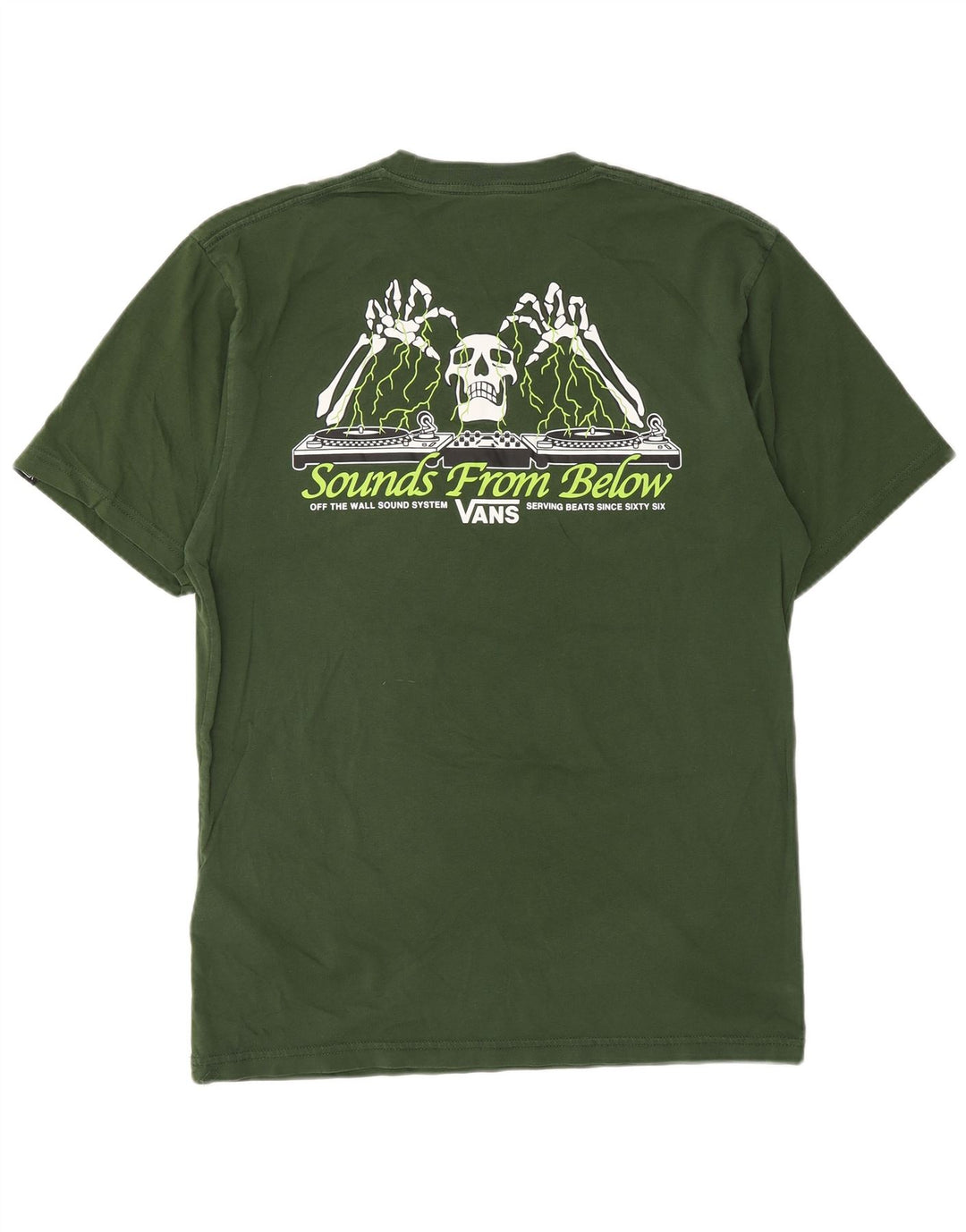 VANS Mens Classic Fit Graphic T-Shirt Top Medium Green Cotton
