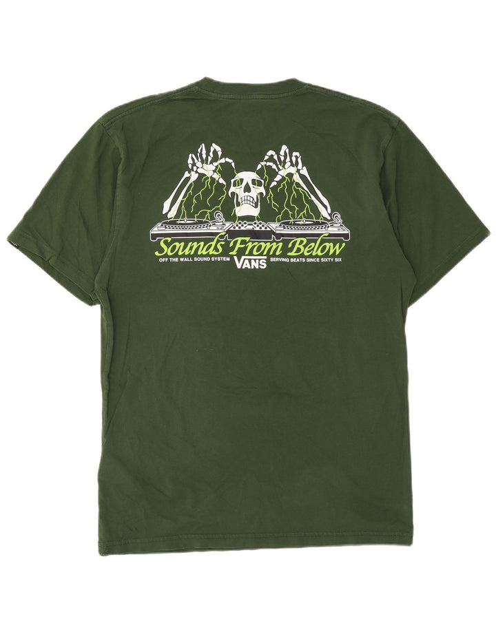 VANS Mens Classic Fit Graphic T-Shirt Top Medium Green Cotton