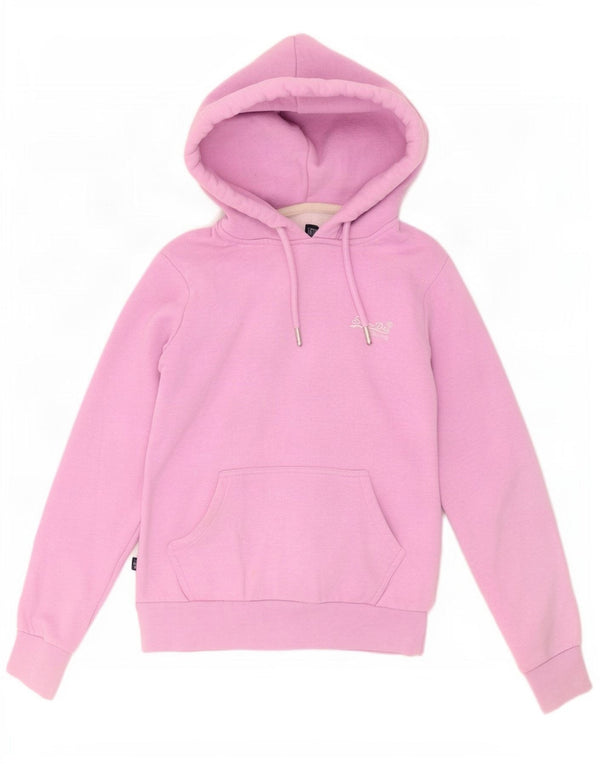 Superdry Womens Hoodie Jumper UK 6 XS Pink Cotton