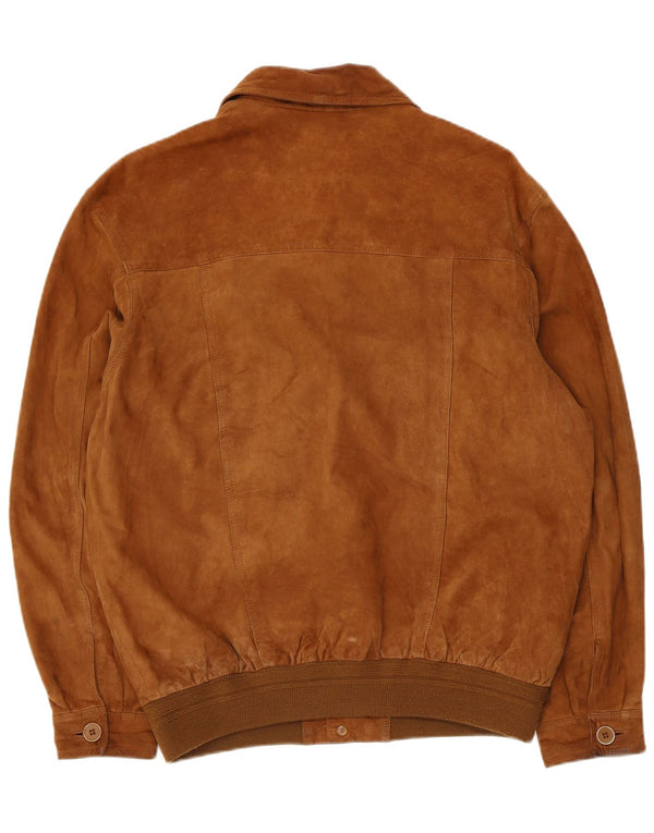 Vintage Mens Suede Bomber Jacket IT 50 Large Brown Leather
